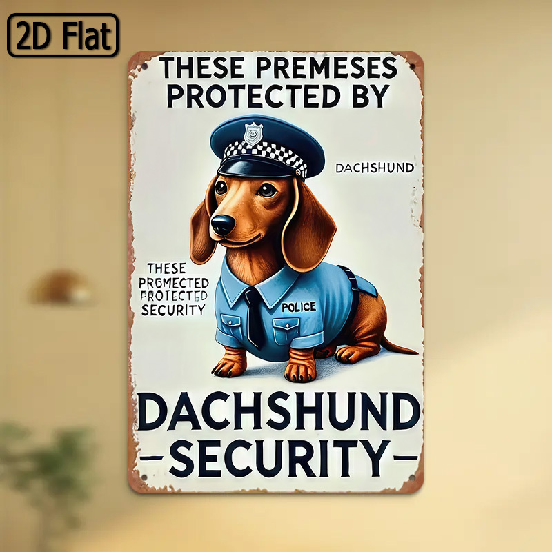 Home Security Yard Sign - Płaski znak ostrzegawczy z jamnikiem, [Płaski
