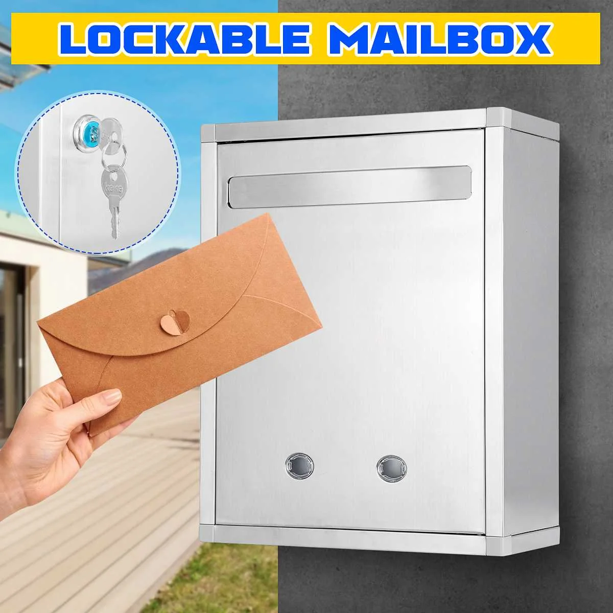Home Security Letters - Skrzynka pocztowa ze stali nierdzewnej, wodoodporna,
