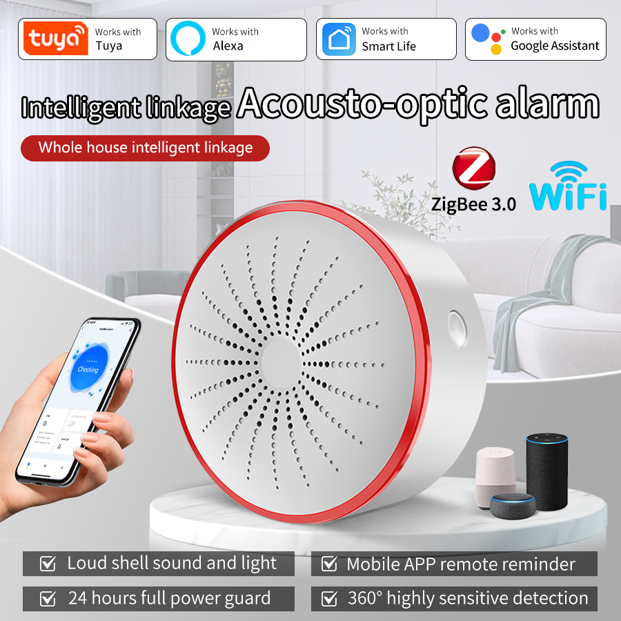 Home Security Network - Inteligentna syrena alarmowa Tuya WiFi ZigBee,