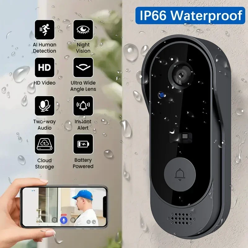 Home Security Monitoring System - Wideo HD Bezprzewodowy Wodoodporny Dzwonek do