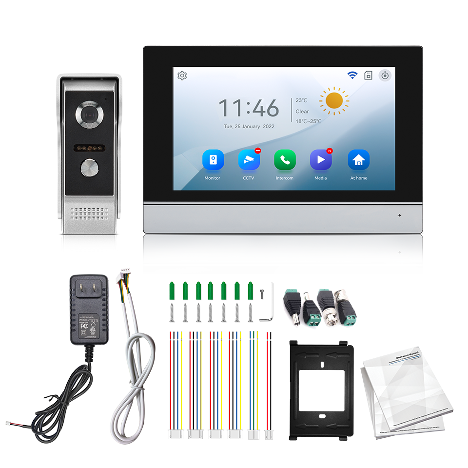 Home Security Doorbell Camera - 7-calowy ekran IPS, 2MP, zdalne sterowanie
