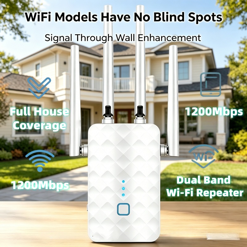 Home Security Network - Wzmacniacz sygnału WiFi 1200Mbps, bezprzewodowy, dwuzakresowy