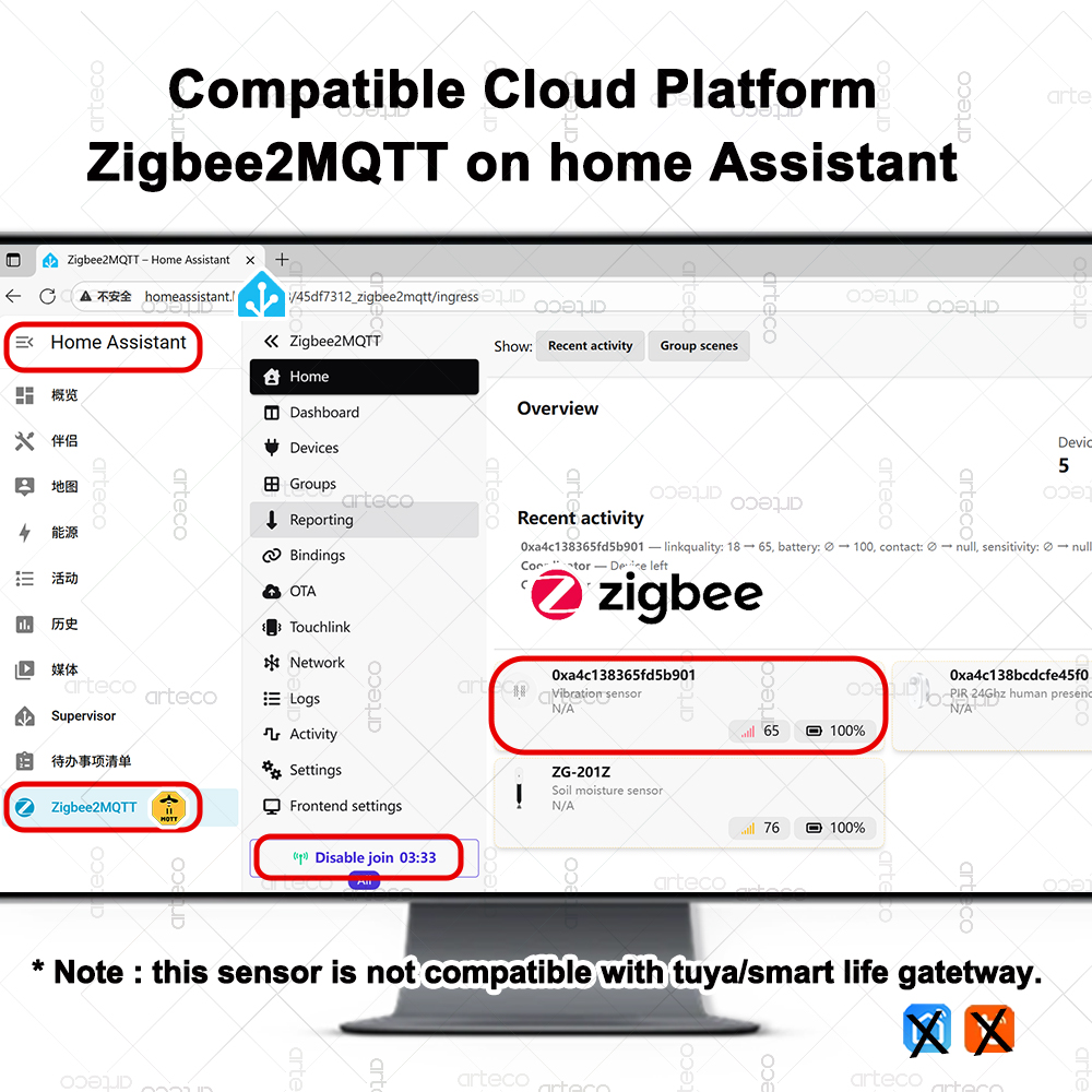 Czujnik wibracji ZigBee, monit – Home Security Home Assistant recenzja i cena