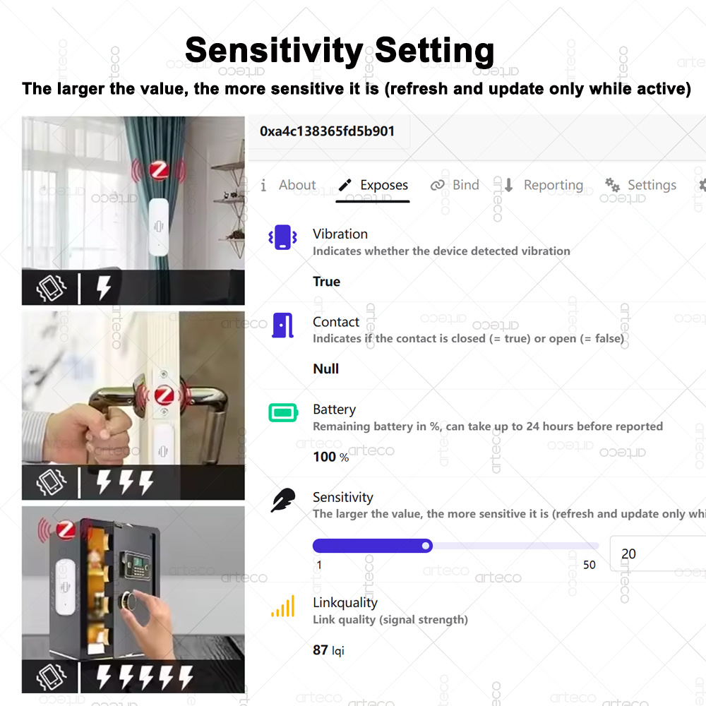 Czujnik wibracji ZigBee, monit – Home Security Home Assistant recenzja i cena