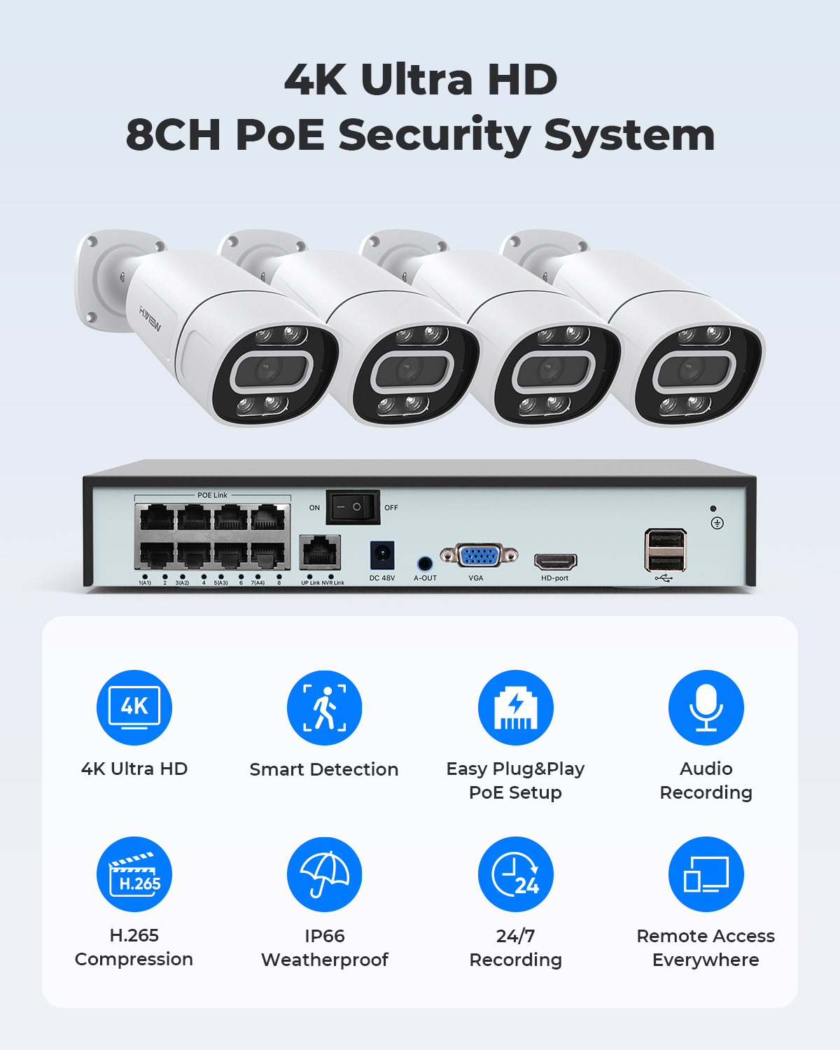 H.View 4K 5Mp 8Mp Poe CCTV Sys – Home Security Business recenzja i cena